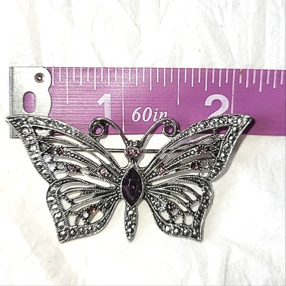 LIA BUTTERFLY BROOCH - PURPLE STONES - Picture 3 of 6